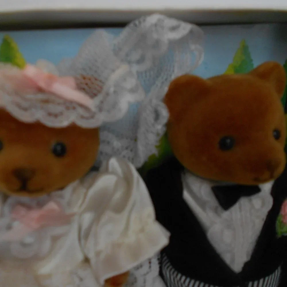 Vtg. 1986 Bride & Groom Teddy Bear Story